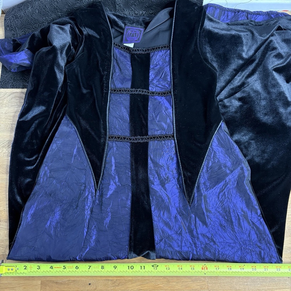 VTG Cykxtees Large‎ Black Purple Velvet Sleeveless Medieval Goth Gown Maxi Dress - Picture 12 of 12